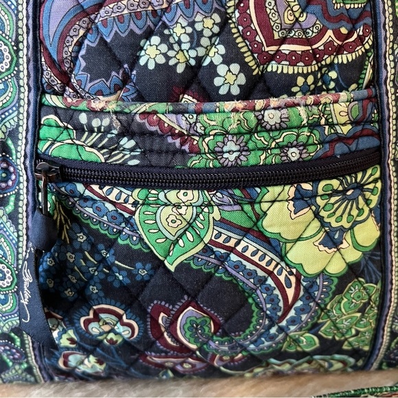 VERA BRADLEY Rhythm & Blues 2011 Zip Hipster Crossbody Navy Green Paisley - Picture 3 of 17